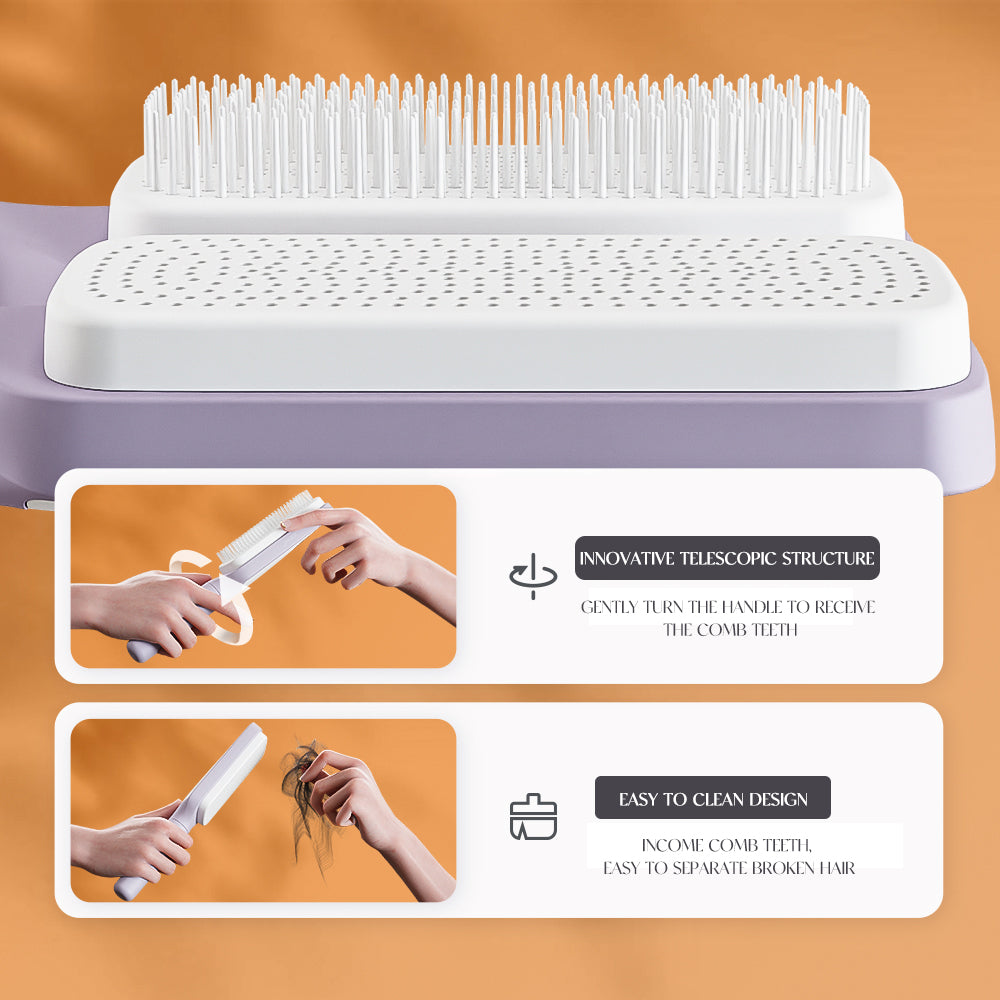Self-Cleaning Retractable Detangling Hair Brush