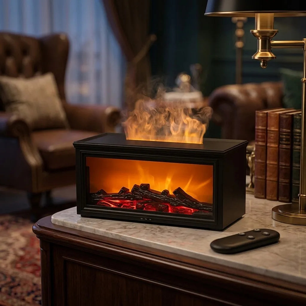 Fireplace Flame Aroma Diffuser and Humidifier with Remote